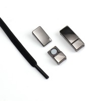 Шнурки для обуви, пара, с плоским сечением и фиксатором на магнитах, 100 см, чёрные