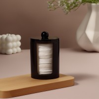 Органайзер для ватных дисков, с крышкой, d=7×11.5 см, полупрозрачный, чёрный