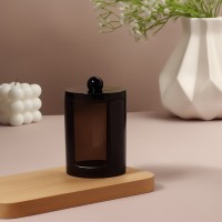 Органайзер для ватных дисков, с крышкой, d=7×11.5 см, полупрозрачный, чёрный