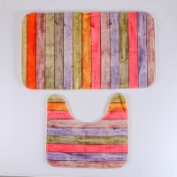 Набор ковриков для ванной и туалета Доляна «Цветные деревяшки», 2 шт: 40×45, 45×75 см