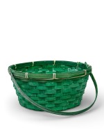 Корзина плетёная для хранения, 26×26×12 см, ручка h=21 см, бамбуковая, зелёная