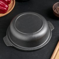 Жаровня чугунная «Биргер», 1,5 л, d=24 см, стеклянная крышкка, цвет чёрный