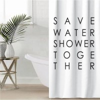 Штора для ванной водоотталкивающая Этель «Save water»,145×180 см, цвет белый, ткань оксфорд, 210гр/м2