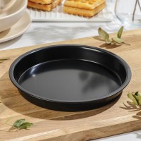 Форма для выпечки Доляна «Жаклин. Круг», 20×3 см, антипригарное покрытие, цвет чёрный