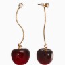 Серьги «Черешня», бордовые в золоте