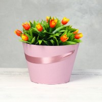 Переноска конус подарочная под цветы, пыльная роза, 11,5 х 17 х 12 см