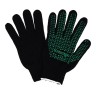 Перчатки садовые, хб, вязка 7 класс, 6 нитей, размер 10, с ПВХ точками, чёрные, Greengo