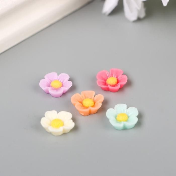 Декор для творчества пластик "Разноцветные незабудки" набор 30 шт 1х1 см