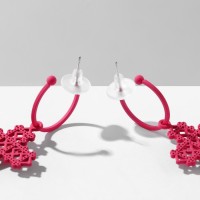 Серьги с эмалью «Крестик» ажурный, цвет матовый розовый