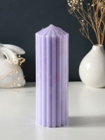 Свеча-цилиндр 7×20 см, 600 г, с крупными гранями, лаванда