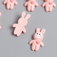 Декор для творчества пластик "Розовый зайка с сердечком" 3х1 см