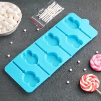 Форма для леденцов Доляна «Влюблённость», 9,5×24×1 см, 6 ячеек, цвет МИКС