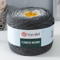 Пряжа "Flowers Merino" 75% акрил, 25% шерсть 590м/225г (536 серый-желтый)