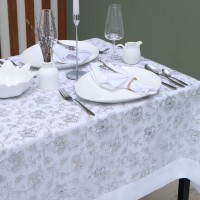 Скатерть Этель с пайетками, 85 х 85 ±5 см, п/э, цвет белый