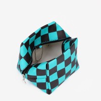 Мини косметичка на молнии подвесная, с принтом «Шахматная доска», зелёная/чёрная