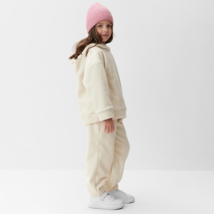 Костюм (худи и брюки) детский MINAKU: Fleece Soft, цвет бежевый, рост 98 см