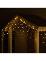 Гирлянда «Бахрома», 3×0.6 м, IP44, 114 LED, 8 режимов, солнечная батарея, прозрачная нить, свечение тёплое белое