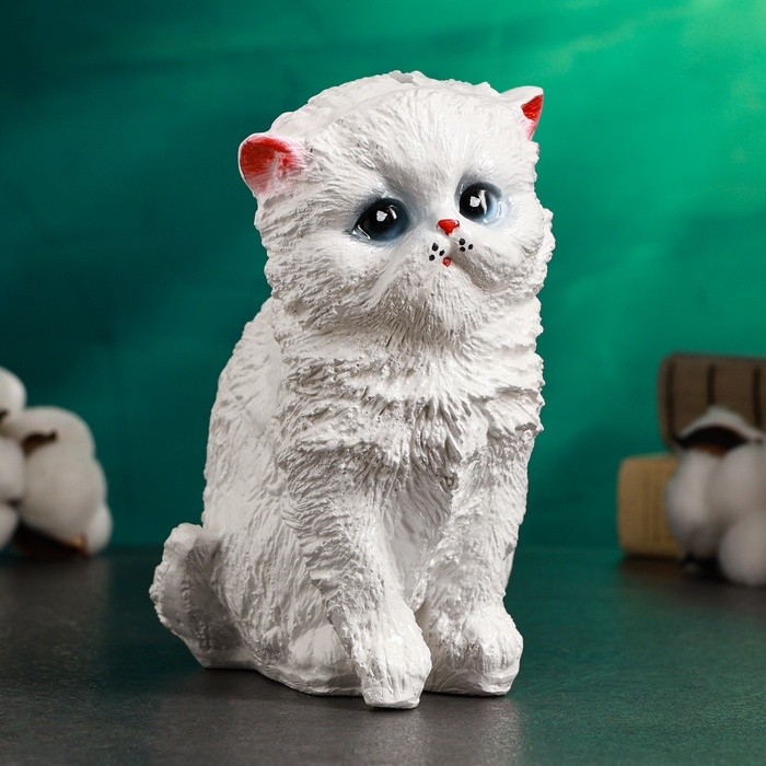 Копилка "Котенок малый" белый, 16х12см