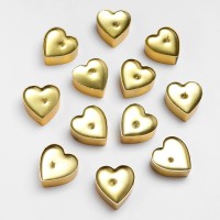 Набор свечей в гильзе "Сердце" 12 шт, металлик, золото