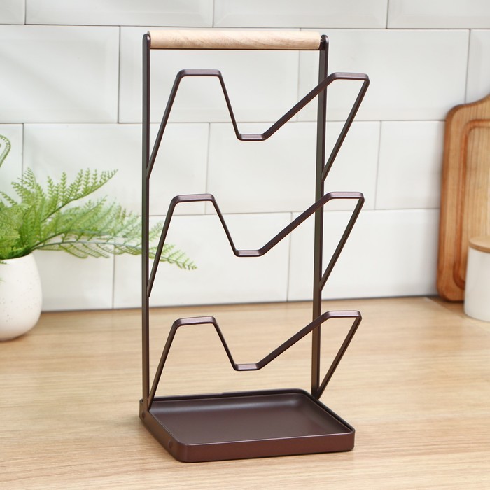 Подставка для крышек Доляна «Лофт», 16×13×33.5 см, коричневая