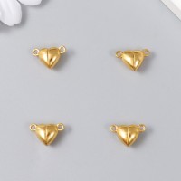 Фурнитура для бижутерии и украшений, замок магнитный «Арт Узор. Сердечко», 2 шт., металл, золото, 1.2×1.2 см