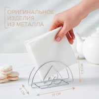 Салфетница Доляна «Сердце»,13×7×6 см, хромированная