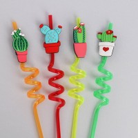 Трубочки для коктейля «Кактусы» набор 4 шт, цвет МИКС