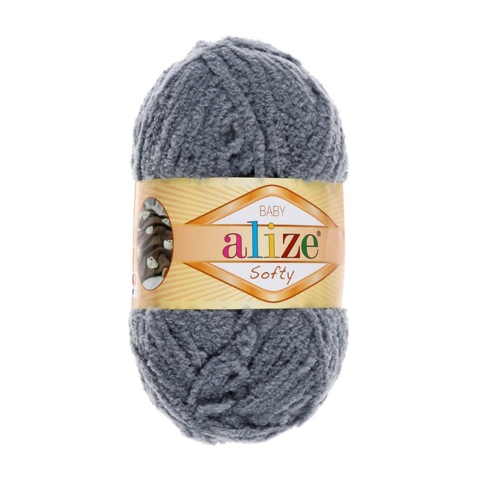 Пряжа "Softy" 100% микрополиэстер 115м/50гр (119 серое небо)