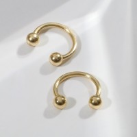 Пирсинг в бровь циркуляр, шар, d=8 мм, пара, цвет золото (неделимая фасовка 12 пар, цена за пару)