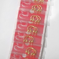 Пирсинг в бровь циркуляр, шар, d=8 мм, пара, цвет золото (неделимая фасовка 12 пар, цена за пару)