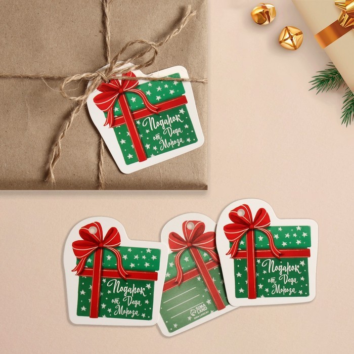 Шильдик на подарок Новый год «Подарок от Деда мороза», 6,5 ×6,8  см