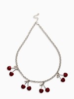 Цепь с подвесками «Вишня», 40 см, красная в серебре