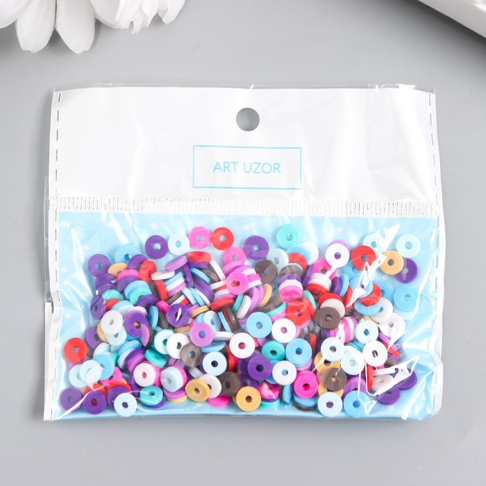 Бусины для творчества PVC "Колечки розово-фиолетовые" набор ≈ 330 шт 0,1х0,6х0,6 см