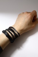 Браслет кожа «Латырь», чёрный, d=7.5 см