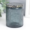 Банка для свечей стекло с крышкой "Цветочная" серая, цилиндр 9х7х7 см Банка для свечей стекло с крышкой "Цветочная" серая, цилиндр 9х7х7 см