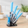 Набор кухонный, 5 предметов: ножи 7,5 см, 10,5 см, 13 см, 15 см, овощечистка, цвет голубой