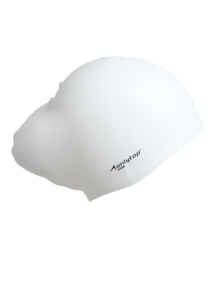 Шапочка для плавания силиконовая для длинных волос, цвет белый