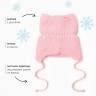 Шапка детская с ушками MINAKU, размер 42-44 (6-9 мес.), нежно-розовая