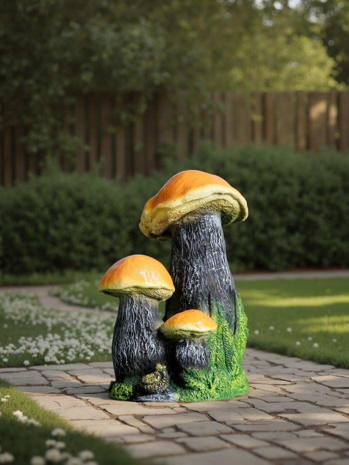 Садовая фигура "Гриб-подосиновик тройной малый" 21см