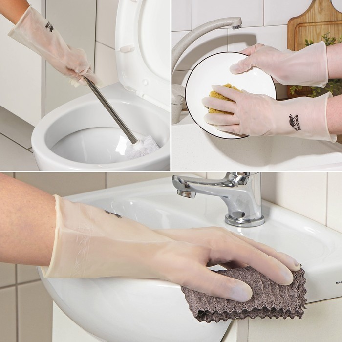 Перчатки хозяйственные Raccoon, ПВХ, 70 гр, размер L, цвет белый