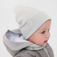 Шапка детская со снудом «Крошка Я», размер 48, серая