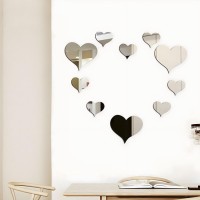 Наклейки интерьерные "Сердца", декор настенный зеркальный, набор 10 шт 9 - 15см