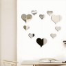 Наклейки интерьерные "Сердца", декор настенный зеркальный, набор 10 шт 9 - 15см