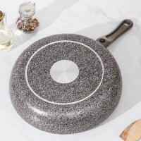 Сковорода Onyx, d=24 см, съёмная ручка, стеклянная крышка, антипригарное покрытие, цвет серый