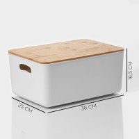 Контейнер для хранения с крышкой и ручками LaDо́m «Натурэль», 15.3 л, 36×25×16.5 см, пластик, белый