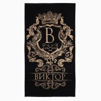 Полотенце именное махровое Этель "Виктор" чёрный, 50х90см, 100% хлопок, 420гр/м2