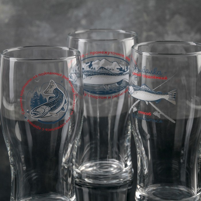 Стакан для пива «Тюлип. На рыбалке», 570 мл, рисунок МИКС