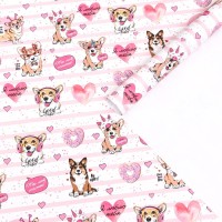 Бумага упаковочная глянцевая "Корги", 70 × 100 см  НАБОР 10 шт