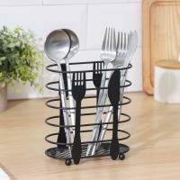 Сушилка для столовых приборов Доляна, 16×16.4×7.5 см, чёрная