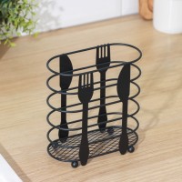 Сушилка для столовых приборов Доляна, 16×16.4×7.5 см, чёрная